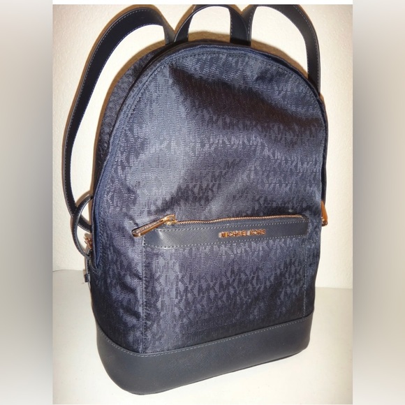 MICHAEL KORS Morgan MK Signature MD Backpack Admiral Blue Canvas & Saffiano - Picture 1 of 8
